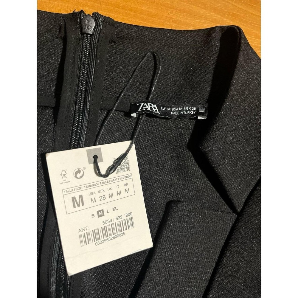 Womens NWT ZARA V-Neck Cap Sleeve Belted Black Crop Dress Casual Jumpsuit - Picture 5 of 6